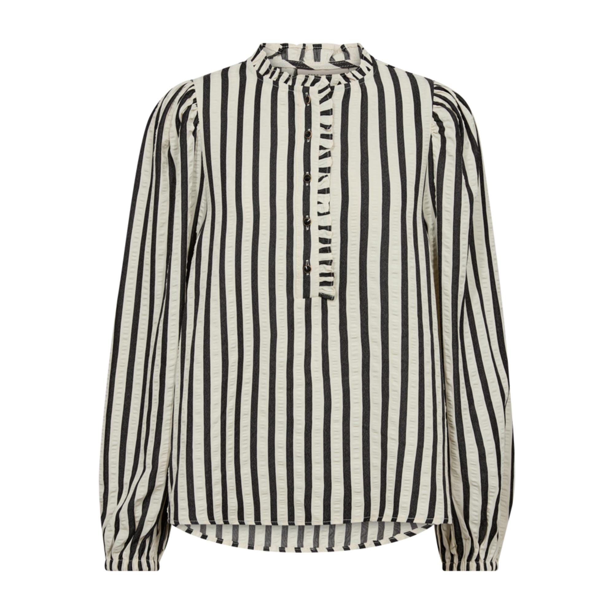 Freequent Noto Bluse Stribet Black Offwhite