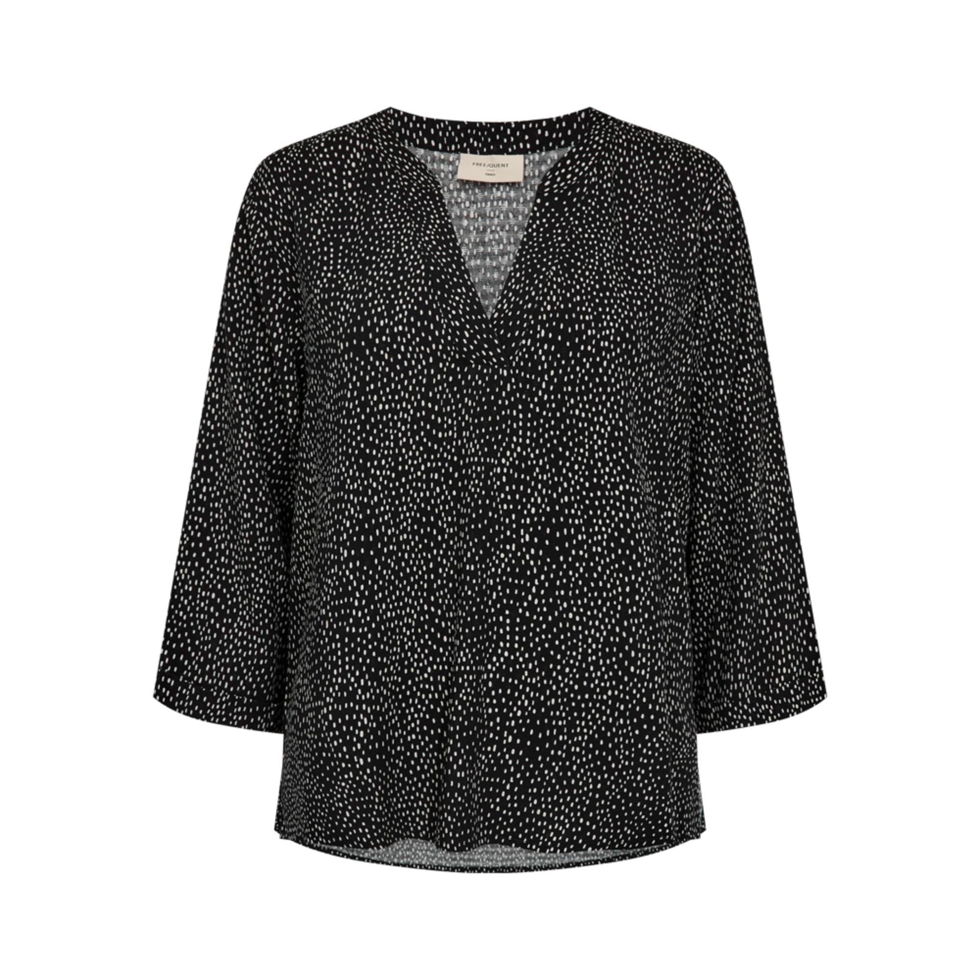 Freequent Adney Bluse Sort M. Hvide Prikker