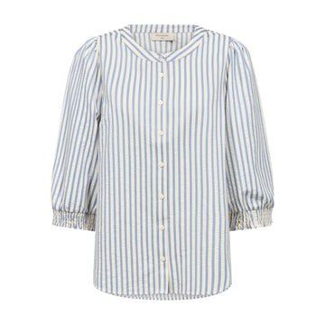 Freequent Aby Bluse Lyseblå Offwhite Stribet