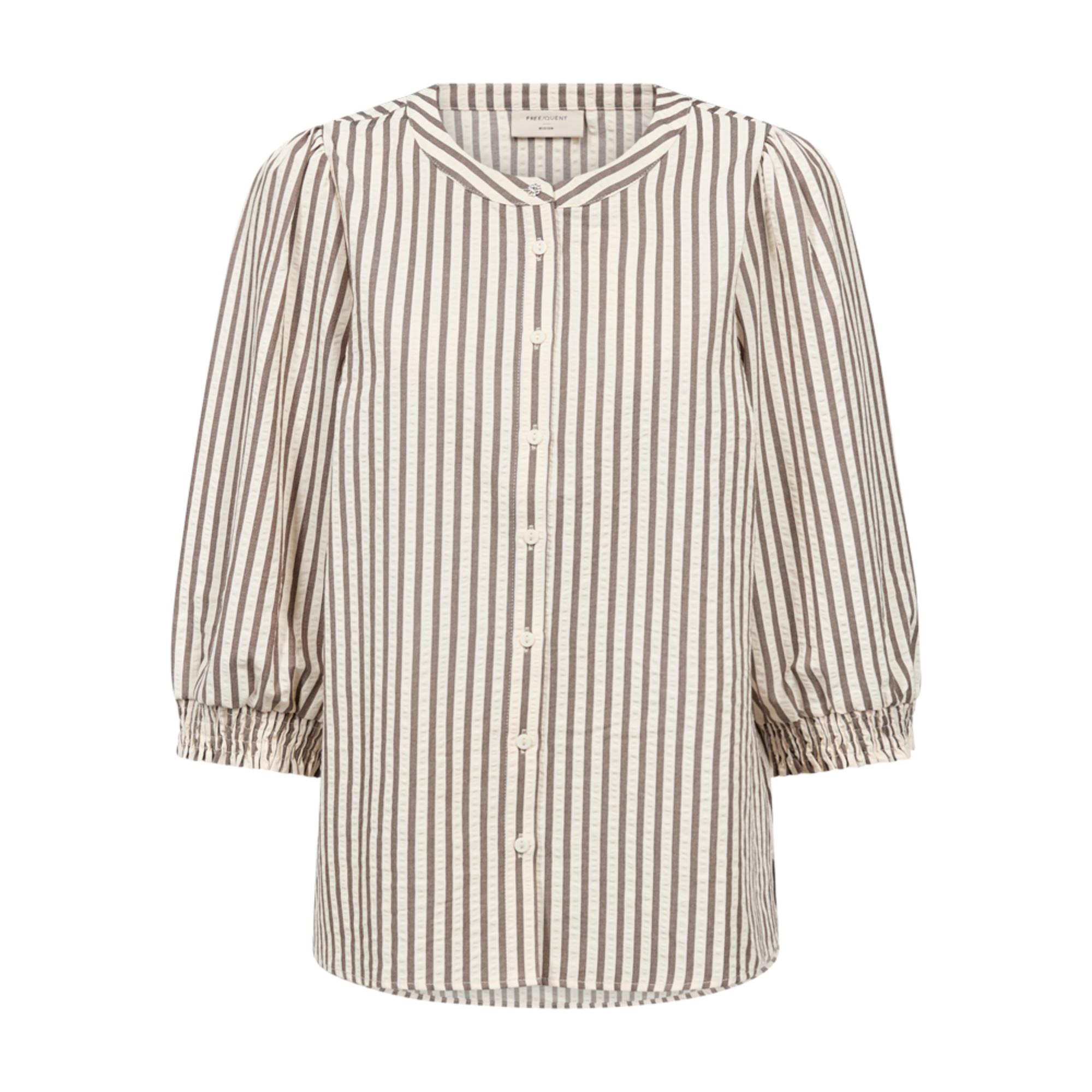 Freequent Aby Bluse Morel Offwhite Stribet