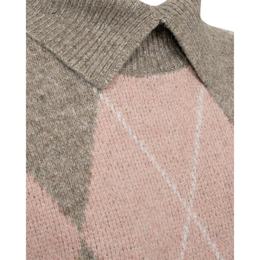 Freequent GRS Argyle Strik Kjole Dessert Taupe