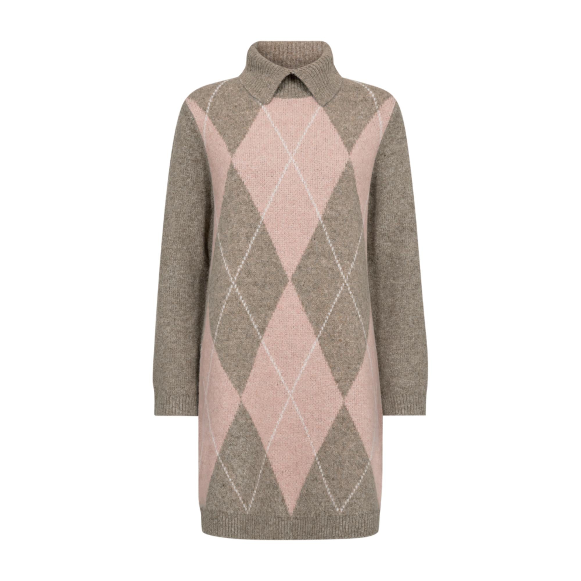 Freequent GRS Argyle Strik Kjole Dessert Taupe