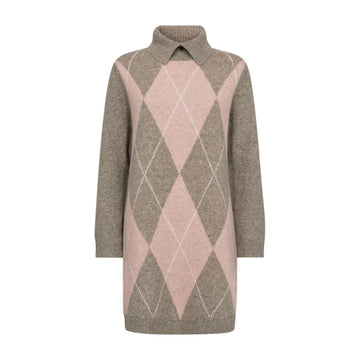 Freequent GRS Argyle Strik Kjole Dessert Taupe