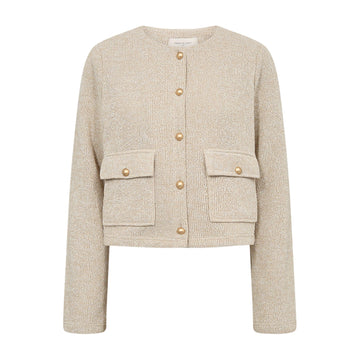 Freequent Zale strik Jakke Silver Mink Melange