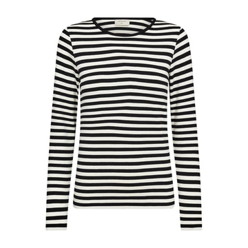 Freequent Liana LS T-Shirt Sort Hvid Stribet