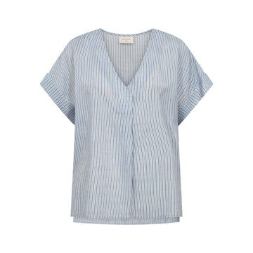 Freequent Soliva Bluse Lyseblå Offwhite Stribet