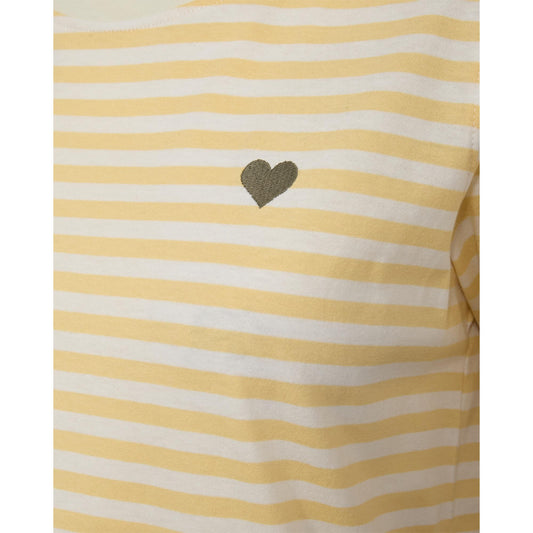 Freequent Mian T-Shirt Gul Og Hvid stribet