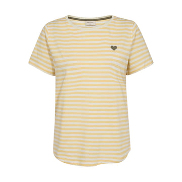 Freequent Mian T-Shirt Gul Og Hvid stribet