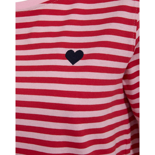 Freequent Mian T-Shirt Rød Og Pink Stribet