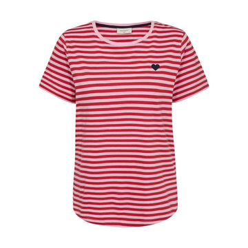 Freequent Mian T-Shirt Rød Og Pink Stribet