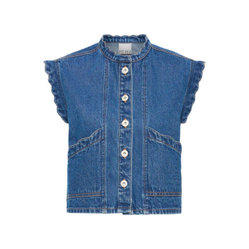 ICHI Palou Jeans Vest  Washed Dark Blue