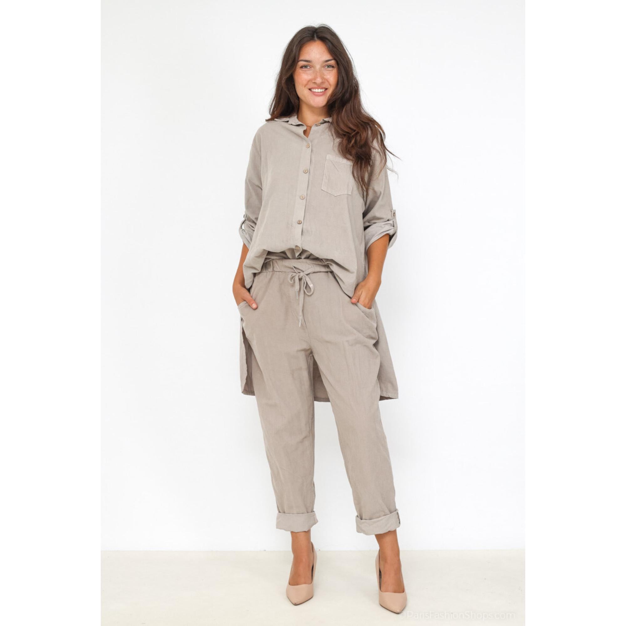 Italy Style Fløjlsbuks Loose Taupe