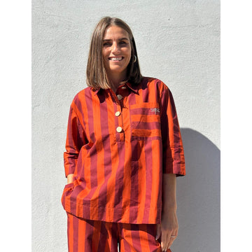 Gaspar Porto Bluse Big stripe Burnt Sienna