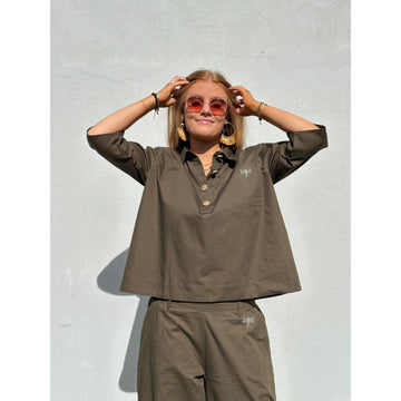 Gaspar Porto Poplin Bluse Olive Green