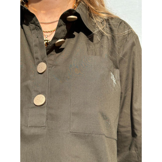 Gaspar Porto Poplin Bluse Olive Green