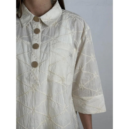 Gaspar Porto Bluse Broderi Anglaise Offwhite