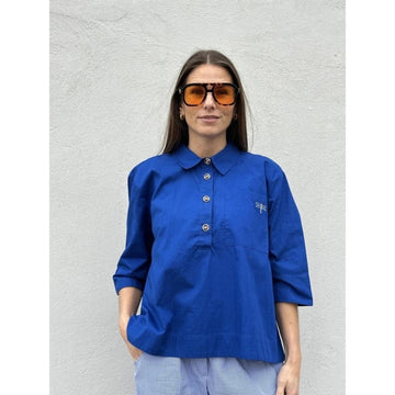 Gaspar Porto Poplin Bluse Royal Blue