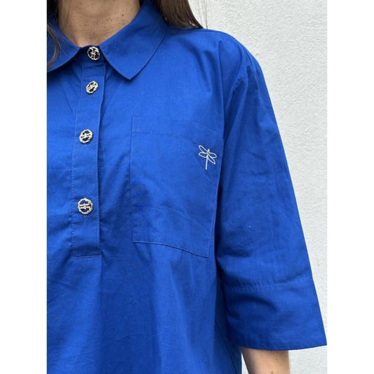Gaspar Porto Poplin Bluse Royal Blue