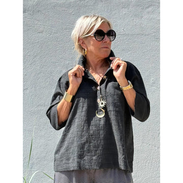 Gaspar Porto Bluse Broderi Anglaise Sort