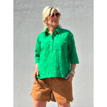 Gaspar Porto Bluse Broderi Anglaise Grøn