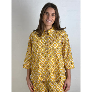 Gaspar Porto Flower Bluse Gul Mix