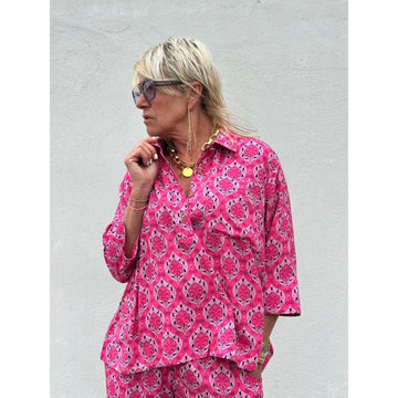 Gaspar Porto Bluse Pink Print