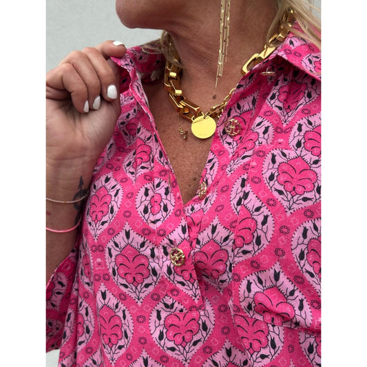 Gaspar Porto Bluse Pink Print