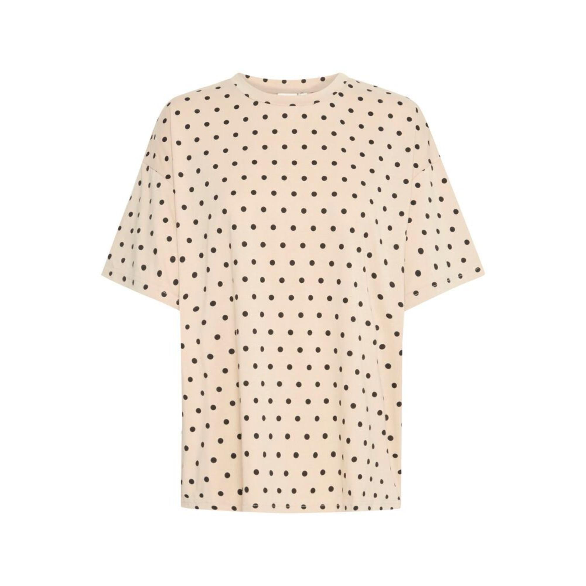 ICHI Bexi Dot T-Shirt Doeskin W. Black