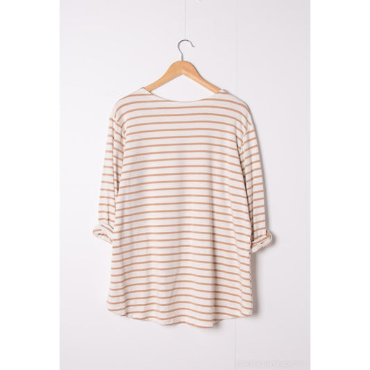 Italy Style Stribet Tynd Sweatshirt Beige