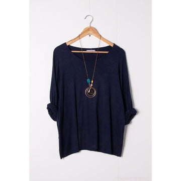 Italy Style Strik Tynd Oversize Navy