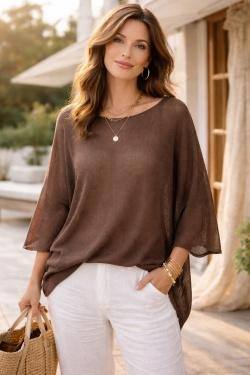 Italy Style Oversize Strik Brun