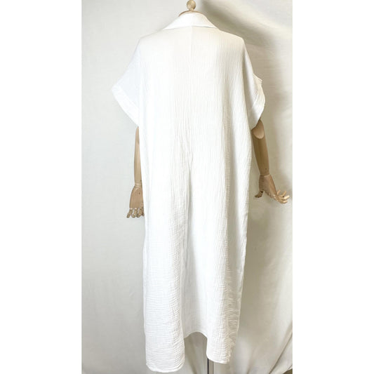 Italy Style Bomulds Kaftan Kjole M. Krave Hvid