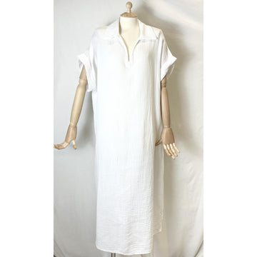 Italy Style Bomulds Kaftan Kjole M. Krave Hvid