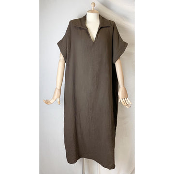 Italy Style Bomulds Kaftan Kjole M. Krave Brun