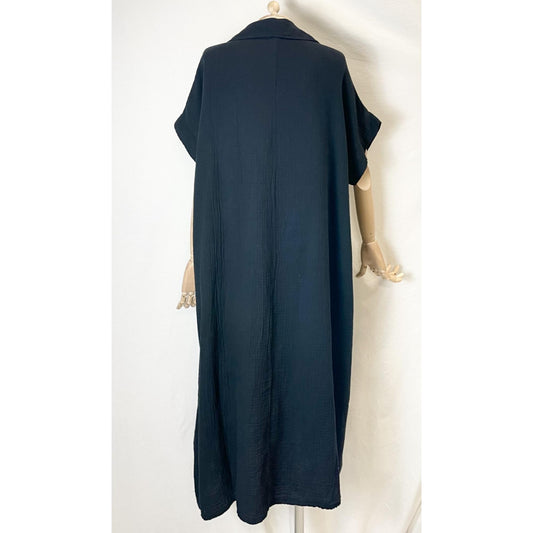 Italy Style Bomulds Kaftan Kjole M. Krave Sort