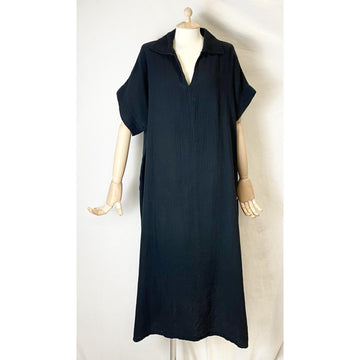 Italy Style Bomulds Kaftan Kjole M. Krave Sort