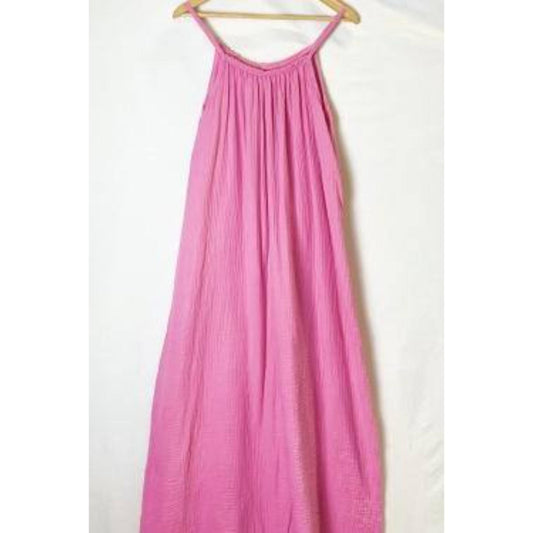 Italy Style Bomulds Strop Kjole M. Vidde Pink