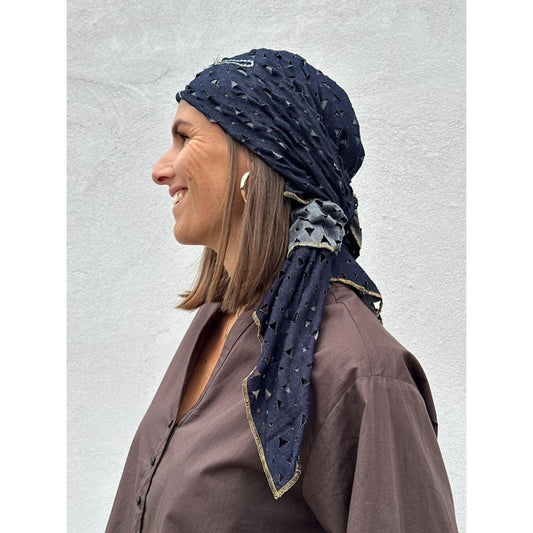 Gaspar Rome Logo Scarf Blue