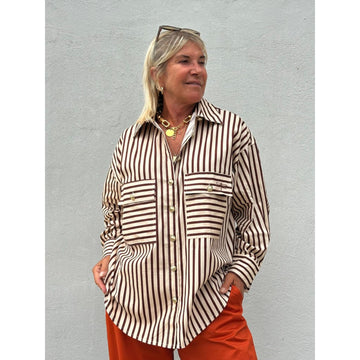 Gaspar Sevilla Bluse Brun Offwhite Stribet