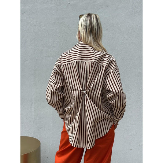 Gaspar Sevilla Bluse Brun Offwhite Stribet