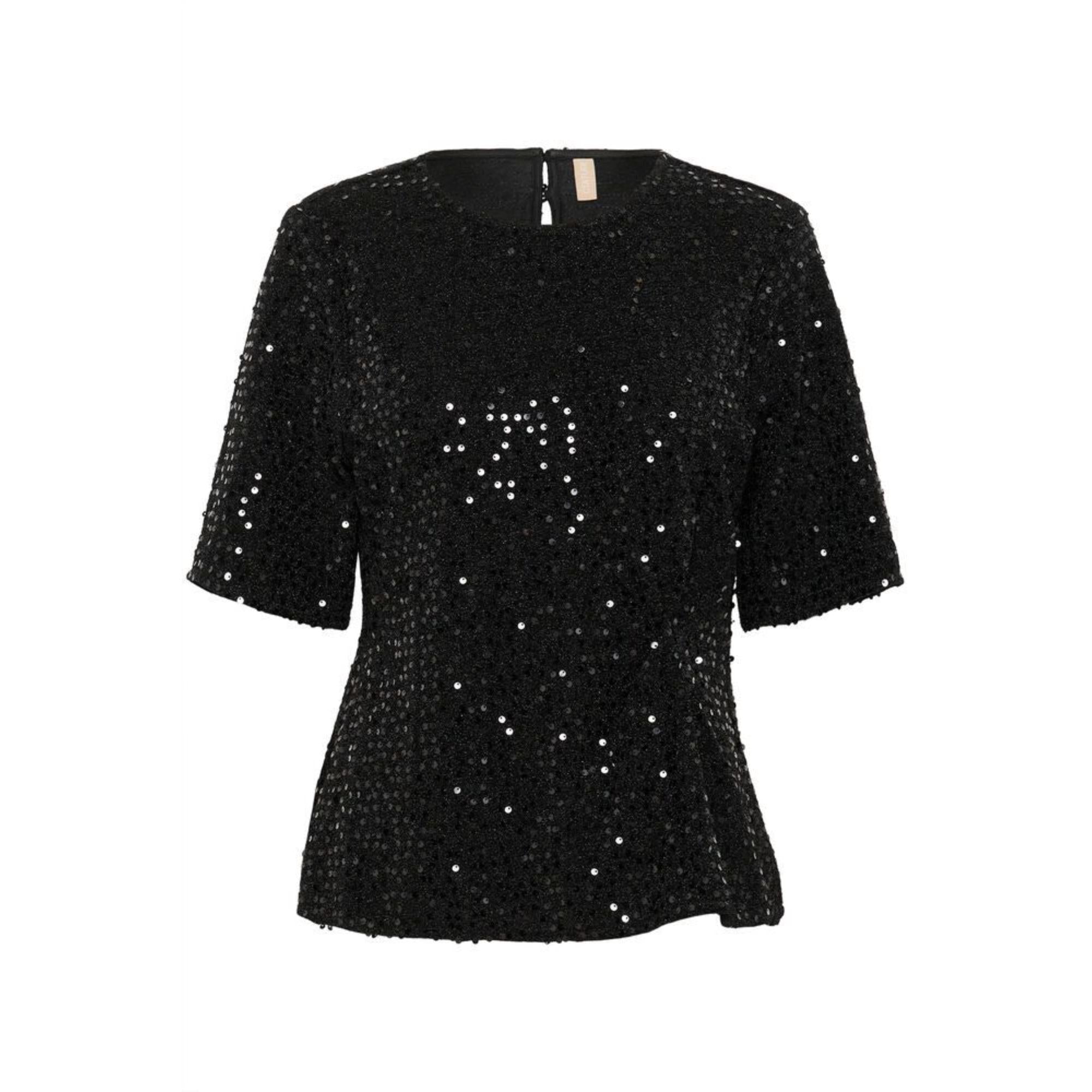 Culture Tamara Bluse Sorte Pallietter