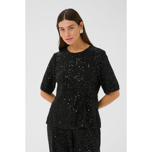 Culture Tamara Bluse Sorte Pallietter