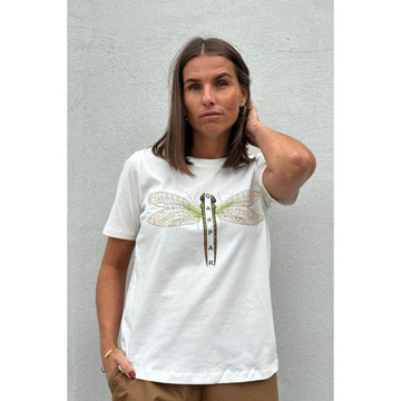 Gaspar Tokyo T-Shirt Offwhite M. Grønt Tryk