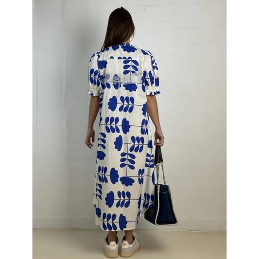 Gaspar Tunø Print Kjole Blå hvid Mix