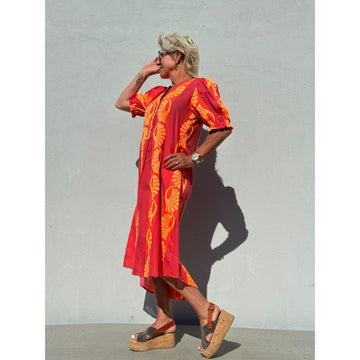 Gaspar Tunø Kjole Jacquard Rød Og Orange