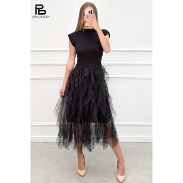 Italy Style Tyl Kjole Sort