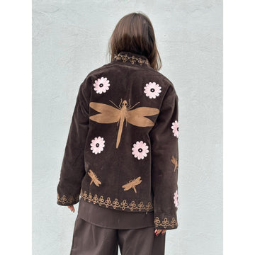 Gaspar Utah Velour Jakke Brun M. Beige Og Rosa