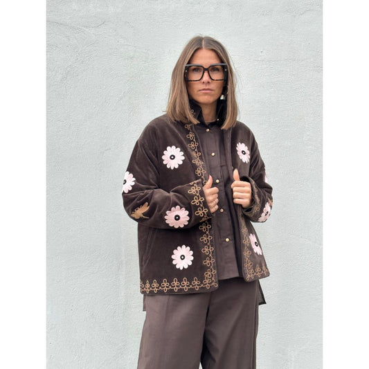Gaspar Utah Velour Jakke Brun M. Beige Og Rosa
