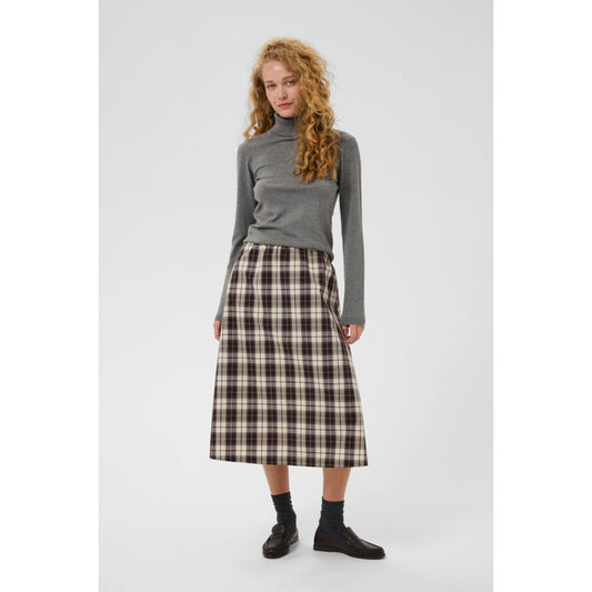 Culture Vivva Ternet Nederdel Brun Offwhite
