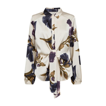 Freequent Zila Bluse Blomstret Offwhite M. Lilla